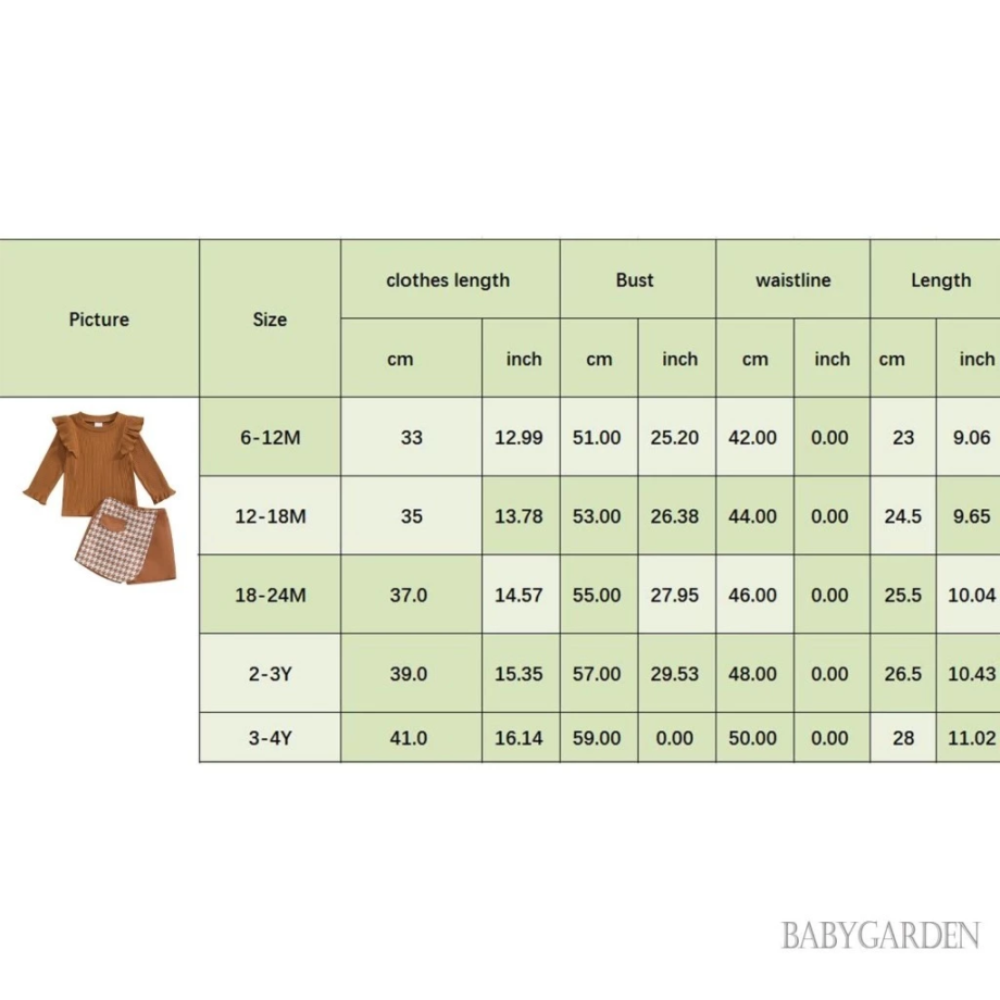 Baby Girls Autumn 2PCS Clothes Sets/ Flying Sleeve Solid Color Tops/ Houndstooth Print Skirts