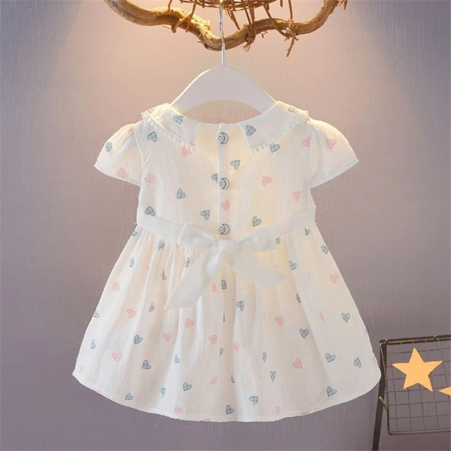 Girls Heart Pattern Cotton Dress