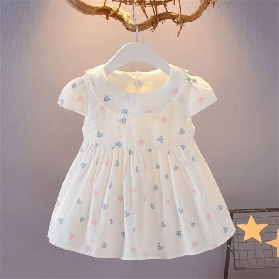 Girls Heart Pattern Cotton Dress