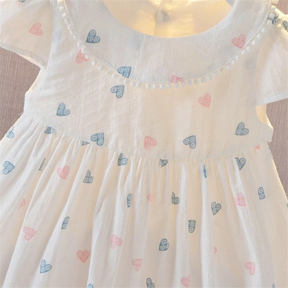 Girls Heart Pattern Cotton Dress