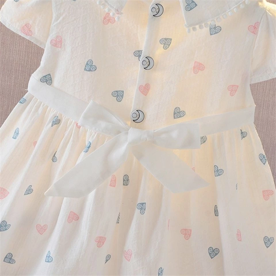 Girls Heart Pattern Cotton Dress