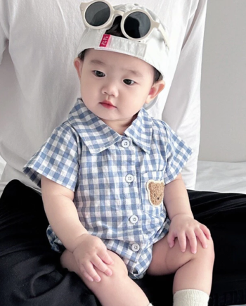 Check Bear Short Sleeve Onesie